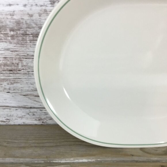 Corelle Summer Blossom 12 1/4" Serving Platter Beige With Green Trim - Picture 5 of 7
